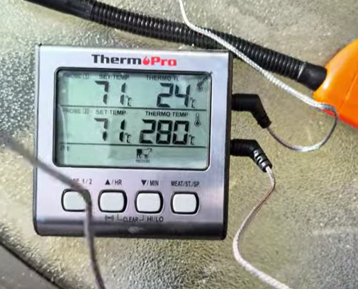 Heat shield 280 degree Celsius temperature test